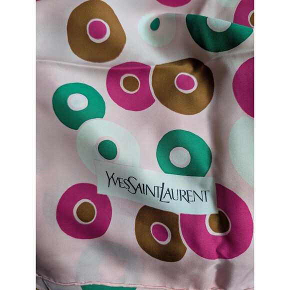 Vintage Yves Saint Laurent Silk Scarf; Pink Mod Print YSL Scarf main image 2
